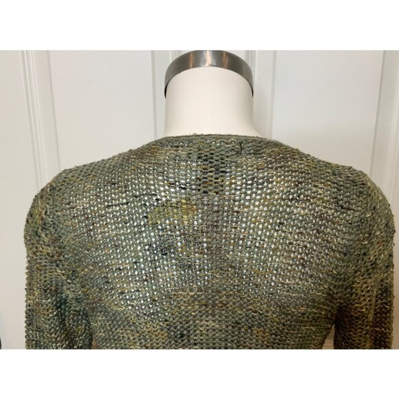 BCBG Max Azria Green Multicolor Long Knit Belted Cardigan, Size S - Picture 7 of 10